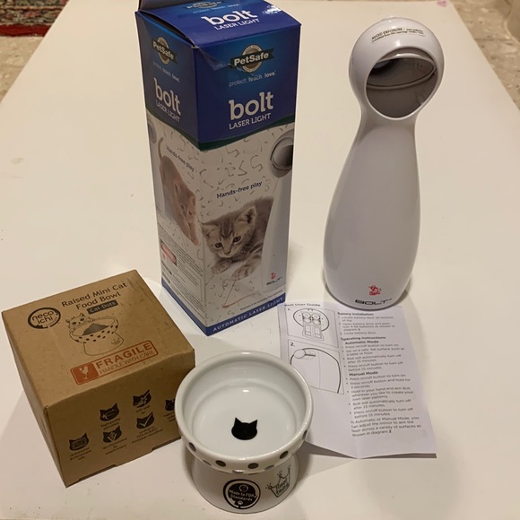 PetSafe Other - 2 item kitten bundle - laser light toy and small ceramic raised bowl